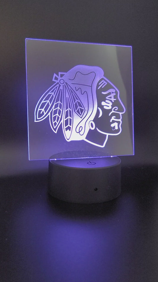 Blackhawks LED light up desk sign